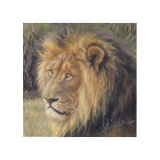 8" x 8" Lion Wood Panel Wall Art
