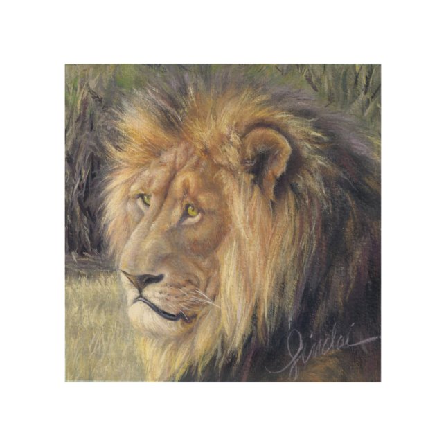 8" x 8" Lion Wood Panel Wall Art (Front)