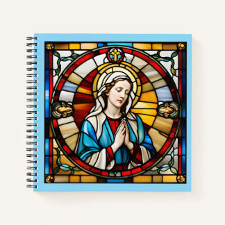 8" x 8" Mother Mary Stained Glass Notebook 01