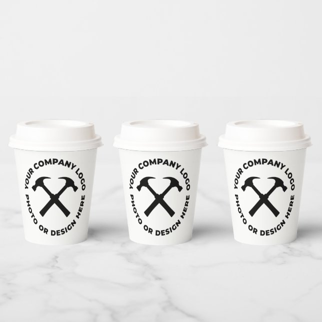 8 x Custom Personalized Logo PAPER CUPS w/ Lids (Multi)