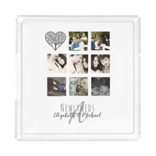 8 x PHOTO COLLAGE Newlyweds Personalized WEDDING Acrylic Tray