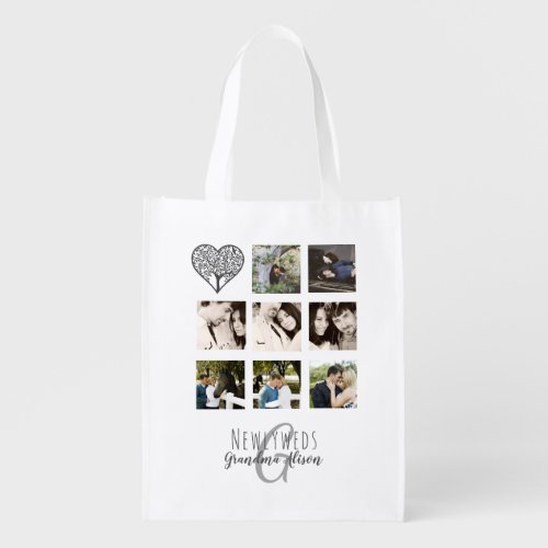 8 x PHOTO COLLAGE Newlyweds Personalized WEDDING Grocery Bag