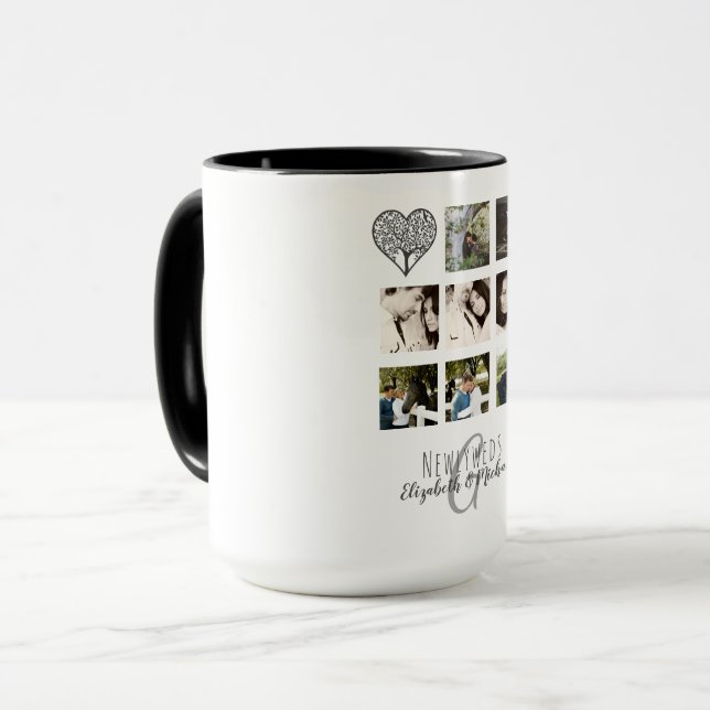 8 x PHOTO COLLAGE Newlyweds Personalized WEDDING Mug (Front Left)