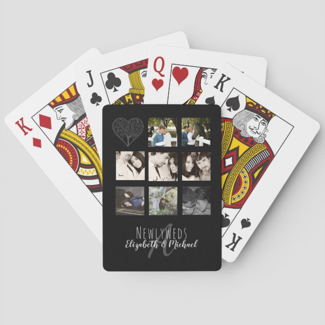 8 x PHOTO COLLAGE Newlyweds Personalized WEDDING Poker Cards (Back)