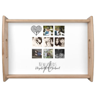 8 x PHOTO COLLAGE Newlyweds Personalized WEDDING Serving Tray