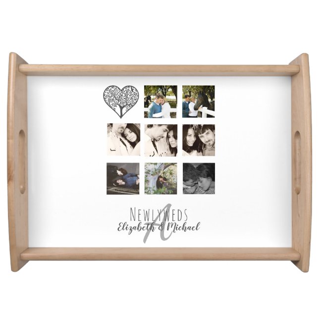 8 x PHOTO COLLAGE Newlyweds Personalized WEDDING Serving Tray (Front)
