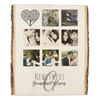 8 x PHOTO COLLAGE Newlyweds Personalized WEDDING Wood Panel