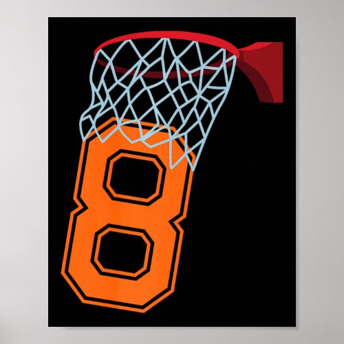 8 Year Old 8th Basketball Birthday Party Theme Boy Poster