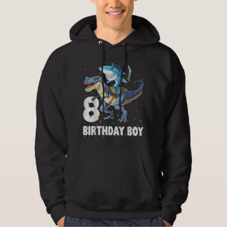8 year old 8th Birthday Boy Shark Dinosaur Pirate Hoodie