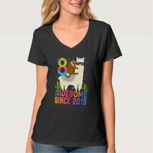 8 Year Old Awesome Since 2015 8th Birthday Teens G T_Shirt