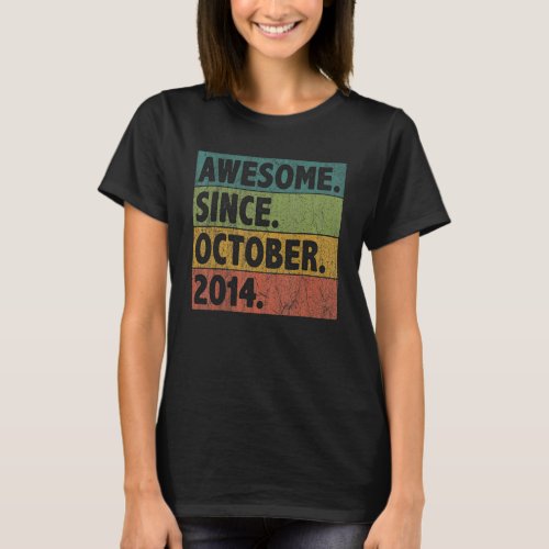 8 Year Old  Awesome Since October 2014 8th Birthda T_Shirt