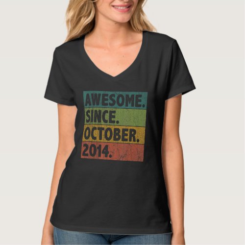 8 Year Old  Awesome Since October 2014 8th Birthda T_Shirt