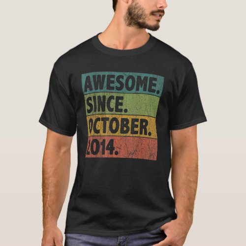 8 Year Old  Awesome Since October 2014 8th Birthda T_Shirt