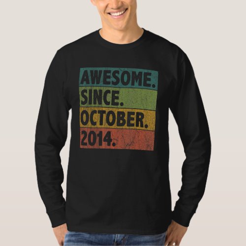 8 Year Old  Awesome Since October 2014 8th Birthda T_Shirt
