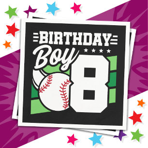 8 Year Old Baseball Party Theme 8th Birthday Boy Napkins