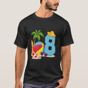 8 Year Old Beach Ball Pool Party Birthday Summer V T-Shirt