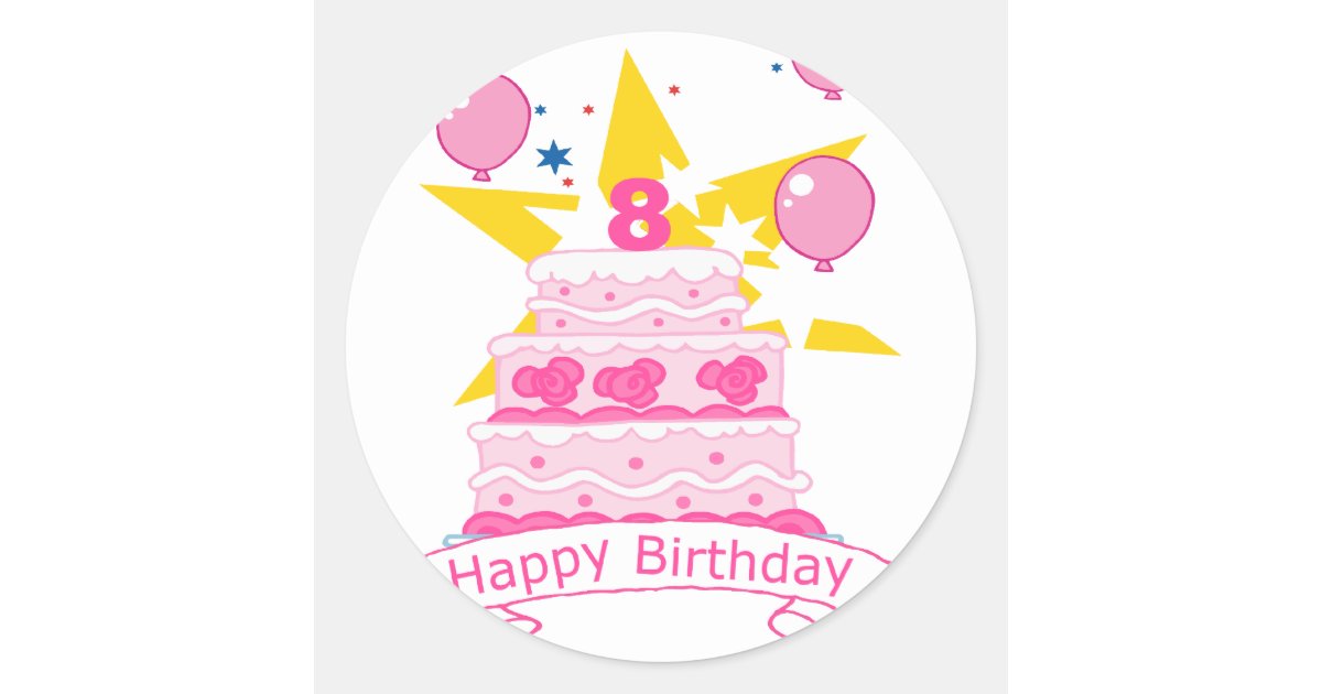 8 Year Old Birthday Cake Classic Round Sticker Zazzle Com,Gucci Cardigan Red