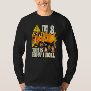 8 Year Old Birthday  Concrete Mixer Truck T-Shirt
