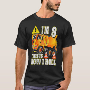 8 Year Old Birthday  Concrete Mixer Truck T-Shirt