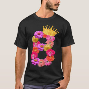 8 Year Old Birthday Girls Flower Crown Its My 8th  T-Shirt