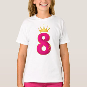 8 Year Old, Birthday party design for girls. 8th B T-Shirt
