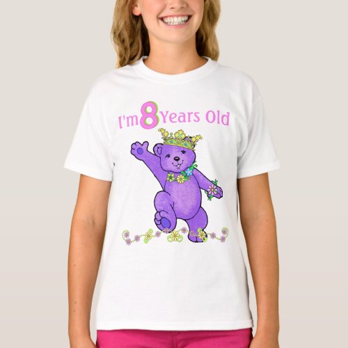 8 Year Old Birthday Princess Bear T_Shirt