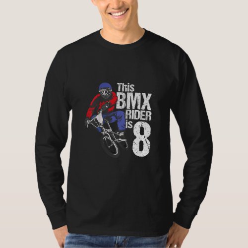 8 Year Old BMX Birthday Party Boys Dirt Bike Bikin T_Shirt