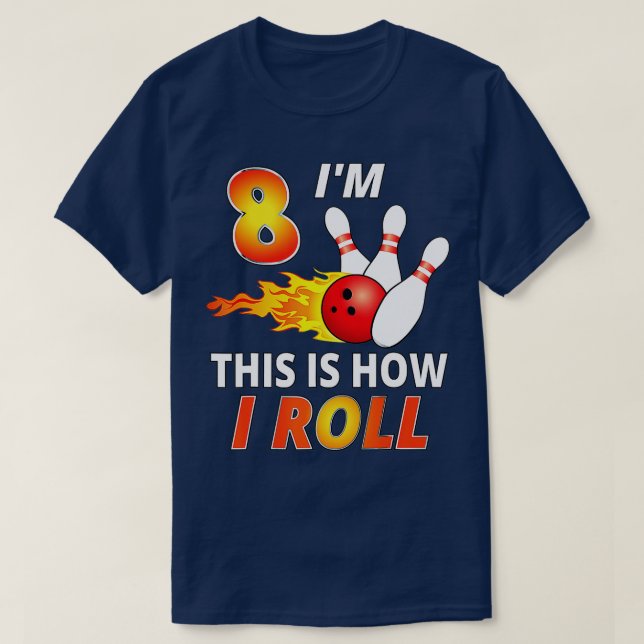 8 year old bowling birthday Boy  Funny Bowler Girl T-Shirt (Design Front)