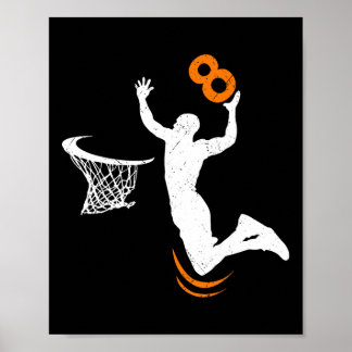 8 Year Old Bysketbyll Dunk 8th Birthday Party Boys Poster