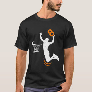 8 Year Old Bysketbyll Dunk 8th Birthday Party Boys T-Shirt