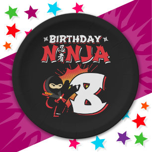 8 Year Old Comic Book Style Ninja 8th Birthday Paper Plates