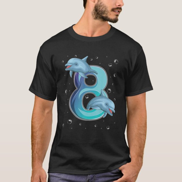 8th Birthday Shirt Dolphins Gift for Boys And Girls T-Shirt 8 years 