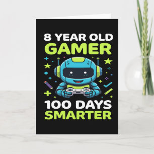 8 Year Old Gamer 100 Days Smarter of School Gaming Card