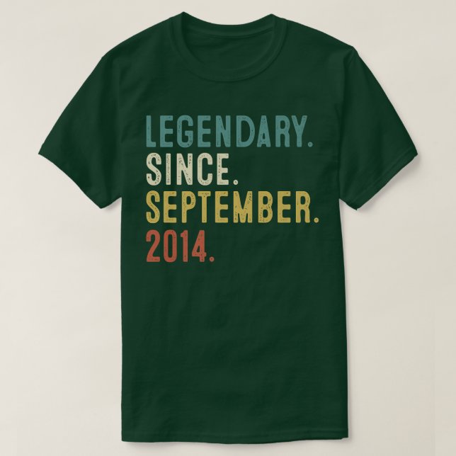 8 Year Old Gift Legend Since September 2014 8th Bi T-Shirt (Design Front)
