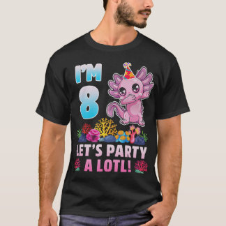 8 Year Old Gifts 8th Birthday Axolotl Lover Boys T-Shirt