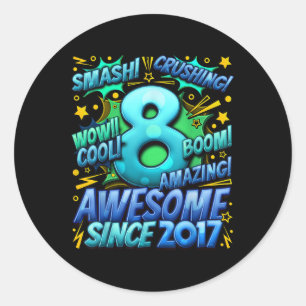 8 Year Old Gifts For Boys 8th Birthday Boy 8 Year Classic Round Sticker