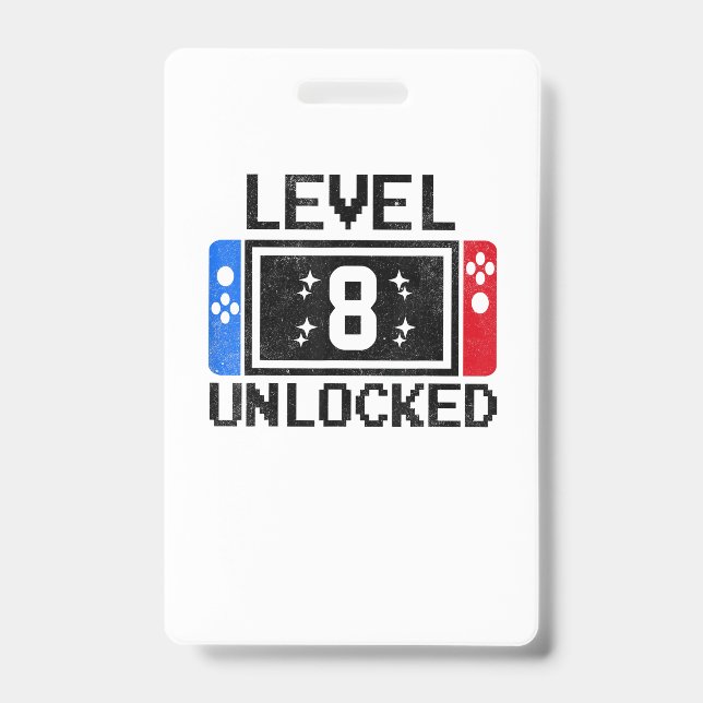 8 Year Old Gifts Level 8th Birthday Boy Video Game Badge (Front)