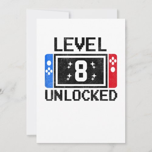 8 Year Old Gifts Level 8th Birthday Boy Video Game Invitation