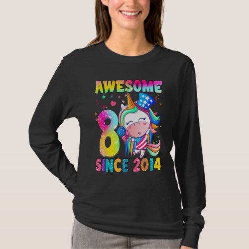 8 Year Old   Girls Teens Cute Unicorn Boho 8th Bir T_Shirt