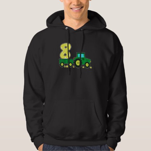 8 Year Old Green Farm Tractor Birthday Party Farme Hoodie