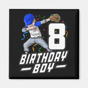 8 Year Old Kids Boys 8th Birthday Baseball Dabbing Magnet