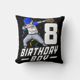 8 Year Old Kids Boys 8th Birthday Baseball Dabbing Throw Pillow
