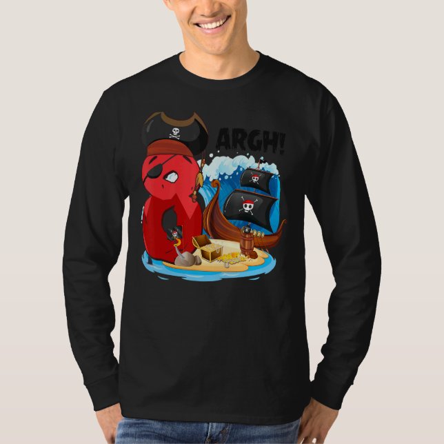 8 Year Old Pirate Birthday Pirates Ship Arr 8th Bi T-Shirt (Front)