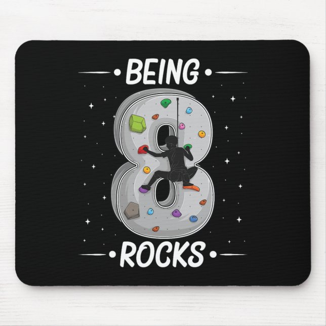 8 Year Old Rock Climbing 8th Birthday Adventures C Mouse Pad (Front)