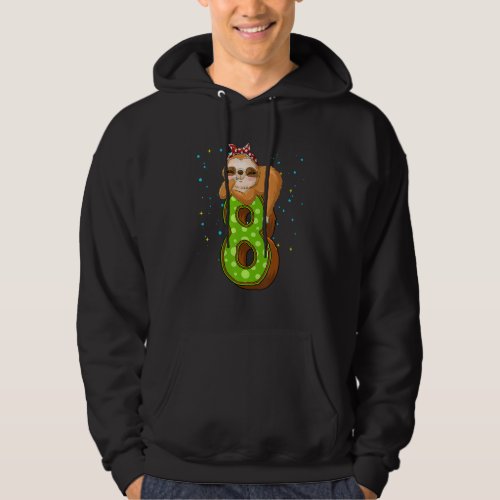8 Year Old Sloth 8th Birthday Girl Party Cute Slot Hoodie