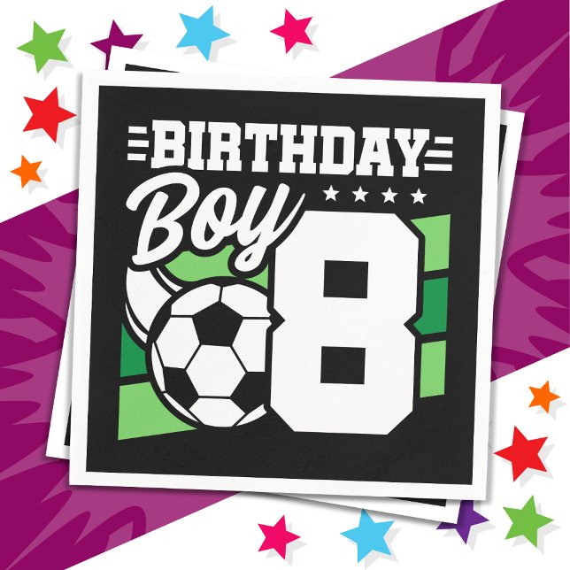 8 Year Old Soccer Football Party 8th Birthday Boy Napkins (Creator Uploaded)
