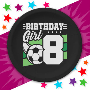 8 Year Old Soccer Football Party 8th Birthday Girl Paper Plates