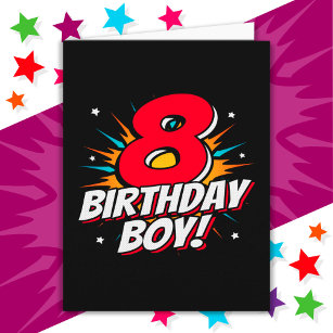8 Year Old Superhero Birthday Boy 8th Birthday Card