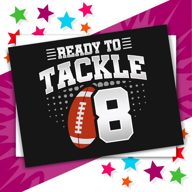 8 Year Old Tackle Football Party Kids 8th Birthday Postcard (Creator Uploaded)