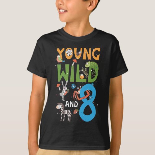 8 Year Old Zoo Birthday Safari Jungle Animal 2nd T_Shirt